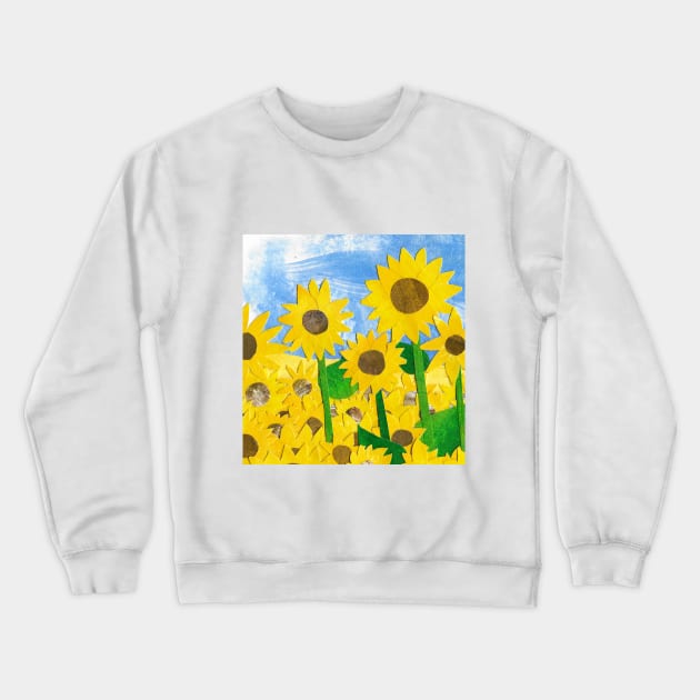 Cutesy Sunflower Field Crewneck Sweatshirt by BenMorganIllustration